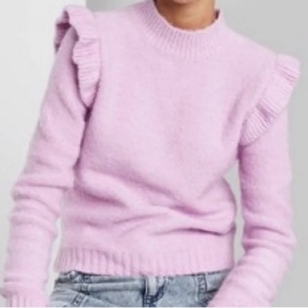 Wild fable pink sweater with ruffle shoulder - size small